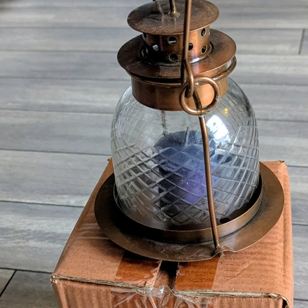 Vintage Boutique Bronze and Clear Glass Lantern